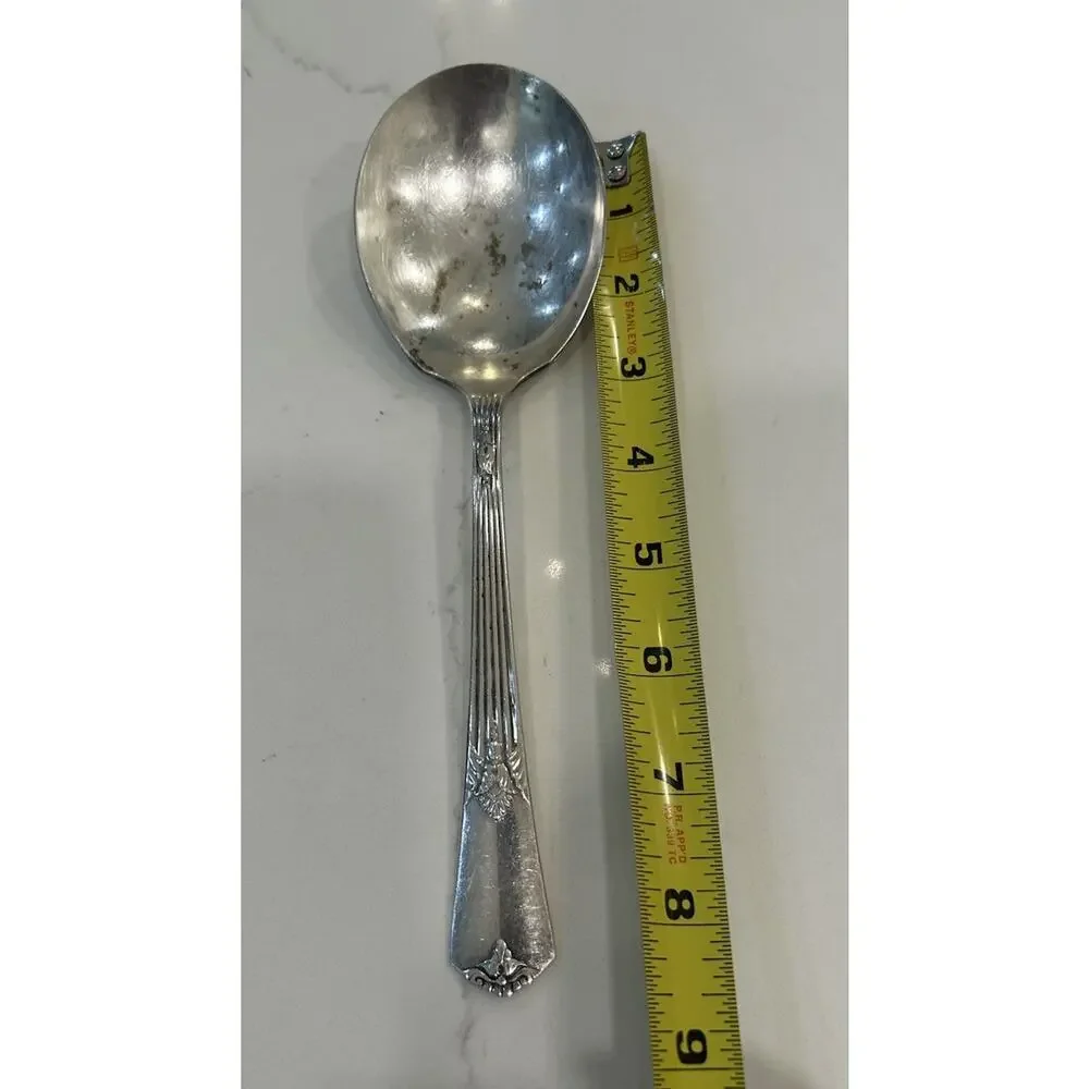 Vtg WM Rogers IS Silver‎ Plate 9” Serving Spoon Intricate Handle Details